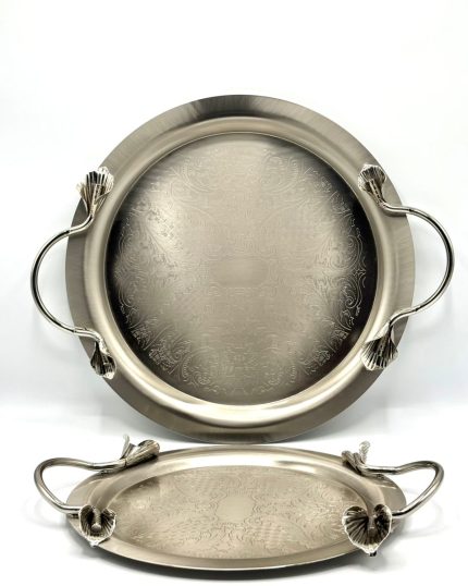 سینی پذیرایی نیکل دو سایز دسته لیلیوم سالی نو