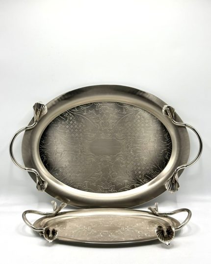 سینی پذیرایی نیکل دو سایز دسته لیلیوم سالی نو  کد 6089/22LNN