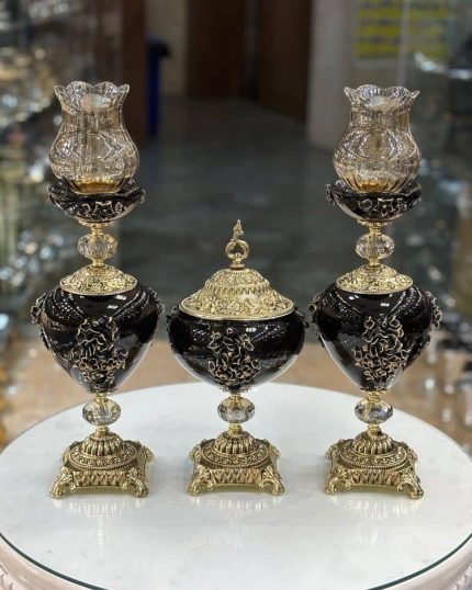 ست کنسولی سه‌تکه لاله کریستال
