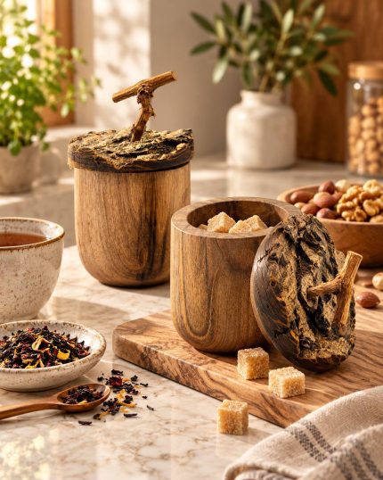 بانکه چوبی لوکس با درب الهام‌گرفته از کنده درخت